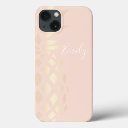 Pretty copper rose gold pineapple  blush pink iPhone 13 case