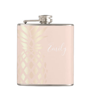 Pretty copper rose gold pineapple & blush pink flask