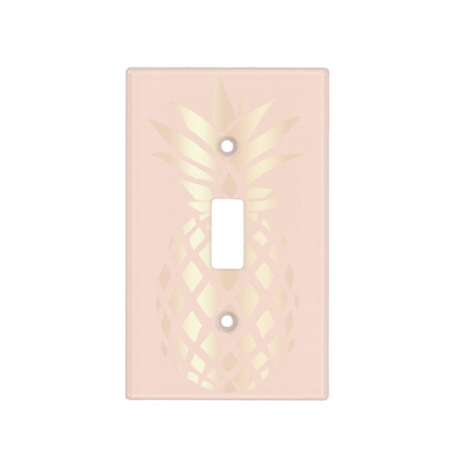 Pretty copper rose gold pineapple & blush pink light switch cover (Front)
