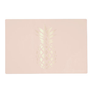 Pretty copper rose gold pineapple & blush pink placemat