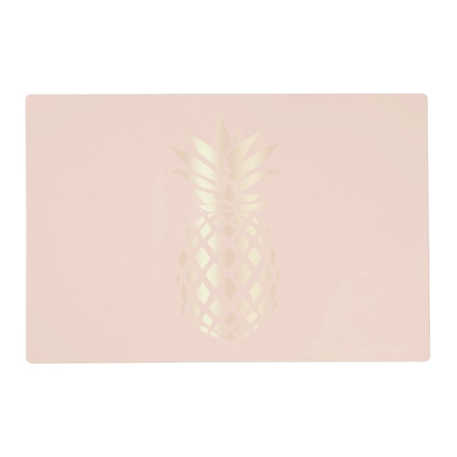 Pretty copper rose gold pineapple & blush pink placemat (Front)