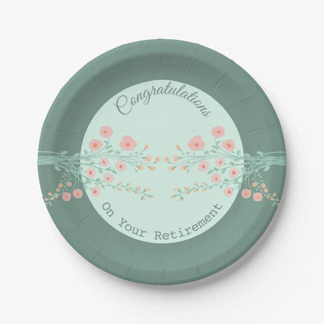 Pretty Coral And Pink Floral Paper Plates (Front)