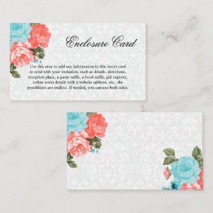 Pretty Coral and Teal Flowers Enclosure Card