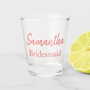 Pretty Coral Bridesmaid Shot Glass