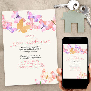 Pretty Coral Butterfly I have a New Address Moving Announcement