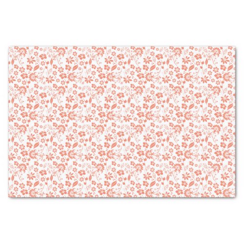 Pretty Coral Peach Tropical Spring Flowers Tissue Paper