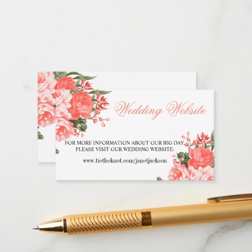 Pretty Coral Wedding Flower _  Wedding Website  Enclosure Card