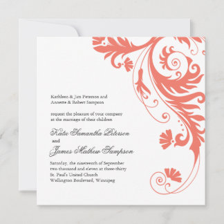Pretty Coral Wedding Invitations