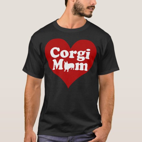 Pretty Corgi Mom Pink Heart T_Shirt