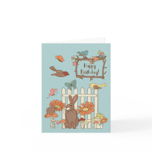 Pretty Cottagecore Birds and Animals Birthday Card