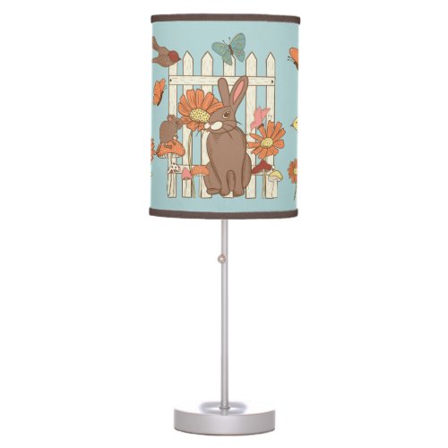 Pretty Cottagecore Birds and Animals Illustrated Table Lamp