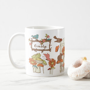 Pretty Cottagecore Birds and Animals Personalized Coffee Mug