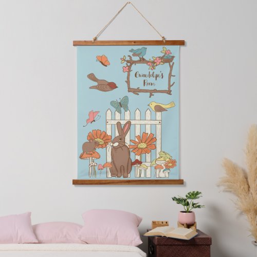 Pretty Cottagecore Birds and Animals Personalized Hanging Tapestry