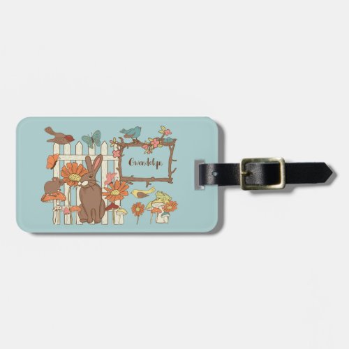 Pretty Cottagecore Birds and Animals Personalized Luggage Tag