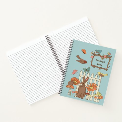 Pretty Cottagecore Birds and Animals Personalized Notebook