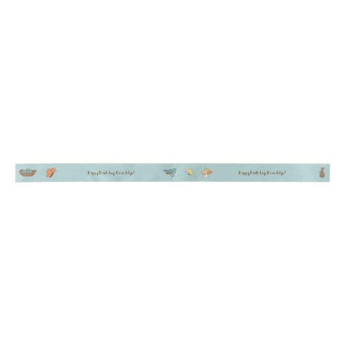 Pretty Cottagecore Birds and Animals Personalized Satin Ribbon