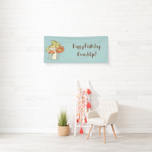 Pretty Cottagecore Frog and Mushrooms Personalized Banner