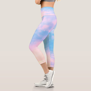 Pretty Cotton Candy Beach Skies Fitness Capri Leggings