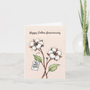 Pretty cotton flower 2nd wedding Anniversary Card