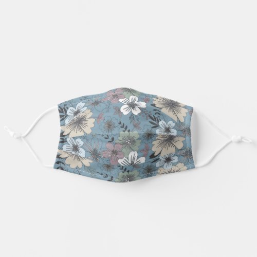 Pretty Country Blue Floral Health Adult Cloth Face Mask