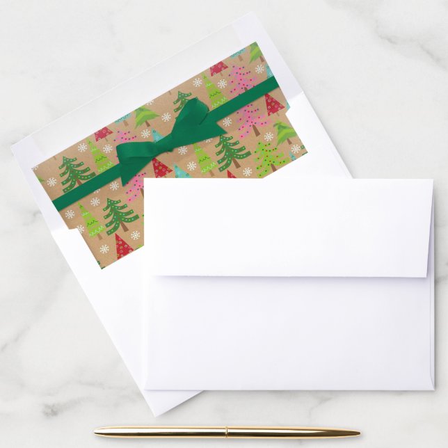 Pretty Country Christmas Card or Invitation Envelope Liner (Desk)