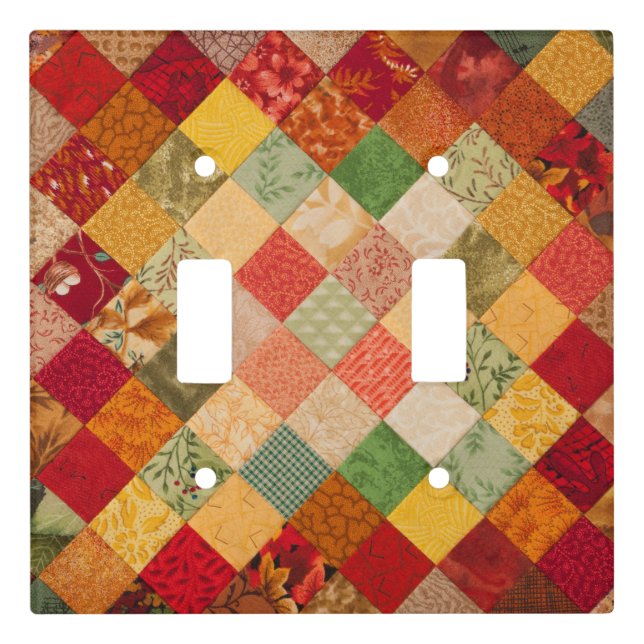 Pretty Country Fall Patchwork Quilt Light Switch Cover (Front)
