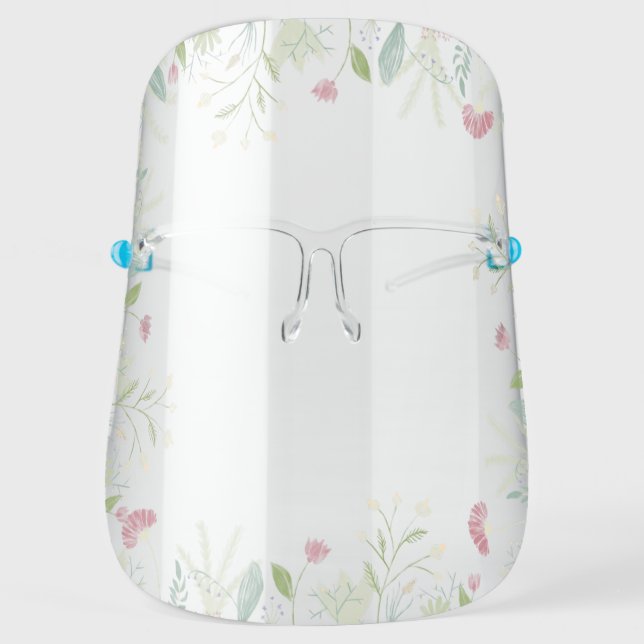 Pretty Country Floral Modern Personalized Name Face Shield (Front)