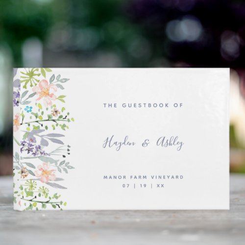 Pretty country floral watercolor guest book