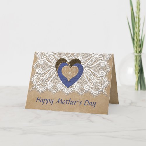 Pretty Country Style whearts Mothers Day Card