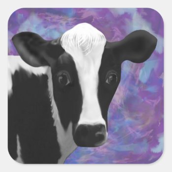 Pretty Cow Face Square Sticker by AutumnRoseMDS at Zazzle
