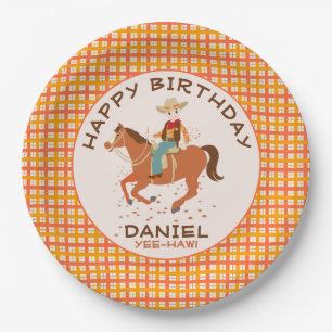Pretty Cowby and horse Birthday Party Paper Plates