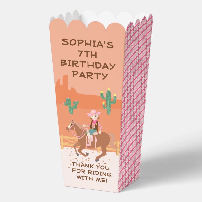 Pretty Cowgirl and horse Birthday Party Favor Boxes (Front)