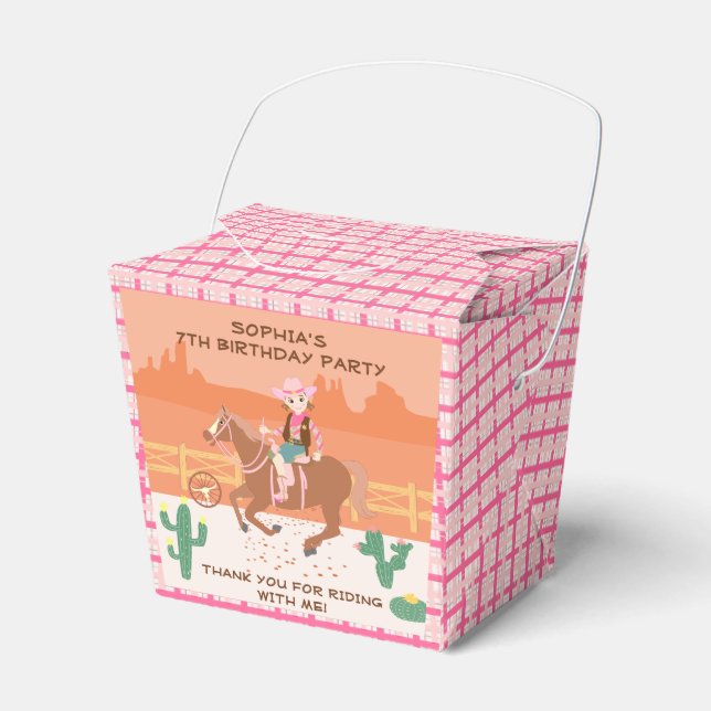 Pretty Cowgirl and horse Birthday Party Favor Boxes (Front Side)