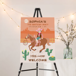 Pretty Cowgirl and horse Birthday Party Foam Board