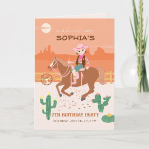 Pretty Cowgirl and horse Birthday Party Invitation