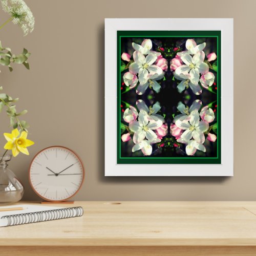 Pretty Crabapple Spring Flower Blossoms Abstract Framed Art