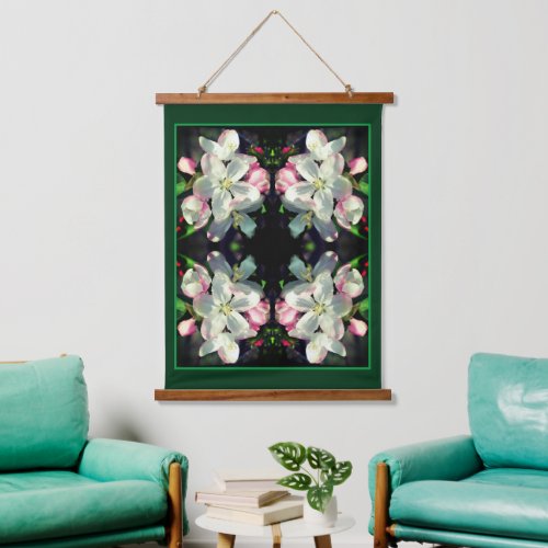 Pretty Crabapple Spring Flower Blossoms Abstract Hanging Tapestry