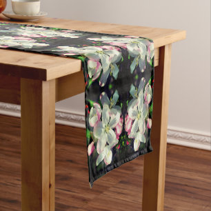 Pretty Crabapple Spring Flower Blossoms Abstract  Short Table Runner