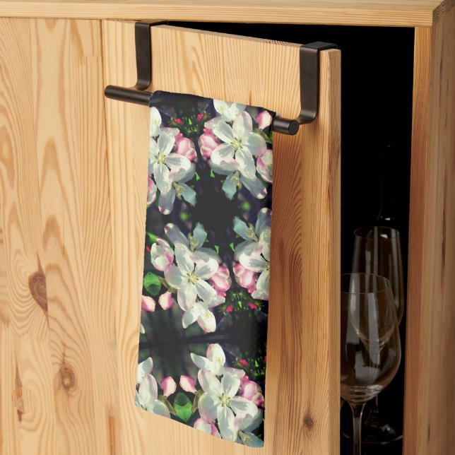 Pretty Crabapple Spring Flower Blossoms Close Up   Kitchen Towel (Thirds Fold)