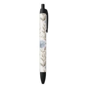 Pretty Cream Blue Flowers Pen