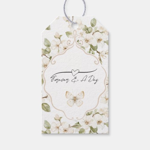Pretty Cream Flowering Tree Butterfly Wedding Gift Tags
