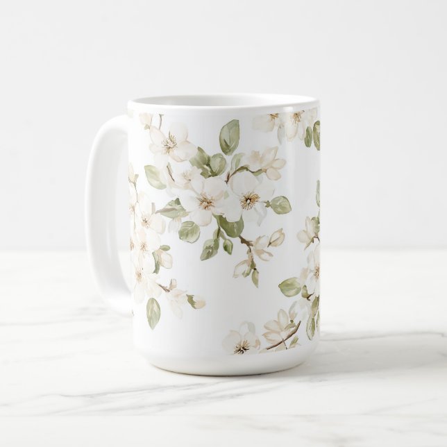 Pretty Cream Flowering Tree  Coffee Mug (Front Left)