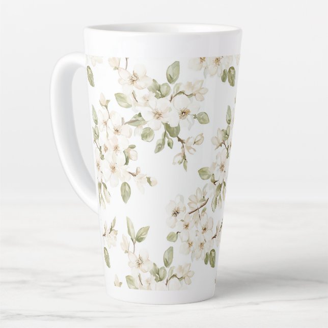 Pretty Cream Flowering Tree  Latte Mug (Left Angle)