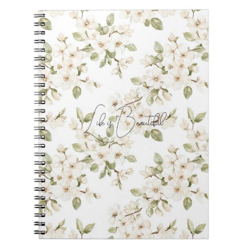 Pretty Cream Flowering Tree  Notebook