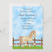 Pretty Cream Horse and Flowers Birthday Invitation (Front)