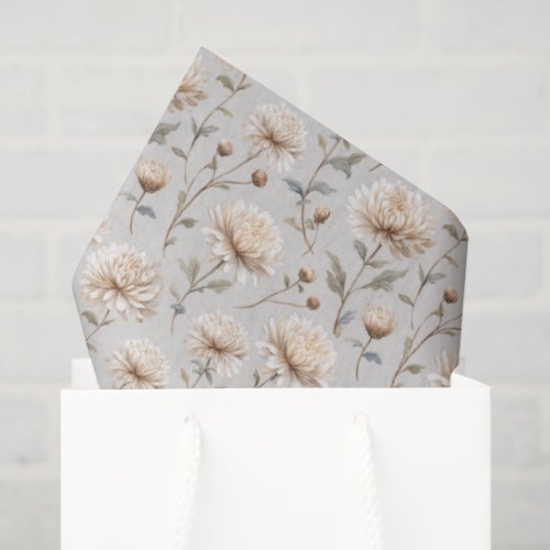 Pretty Cream Stone Floral Bridal Shower Tissue Paper