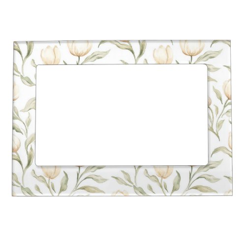 Pretty Cream Tulip Flowers Magnetic Frame