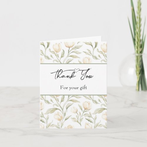 Pretty Cream Tulip Flowers Thank You   Card
