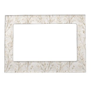 Pretty Cream White Flowers Magnetic Frame