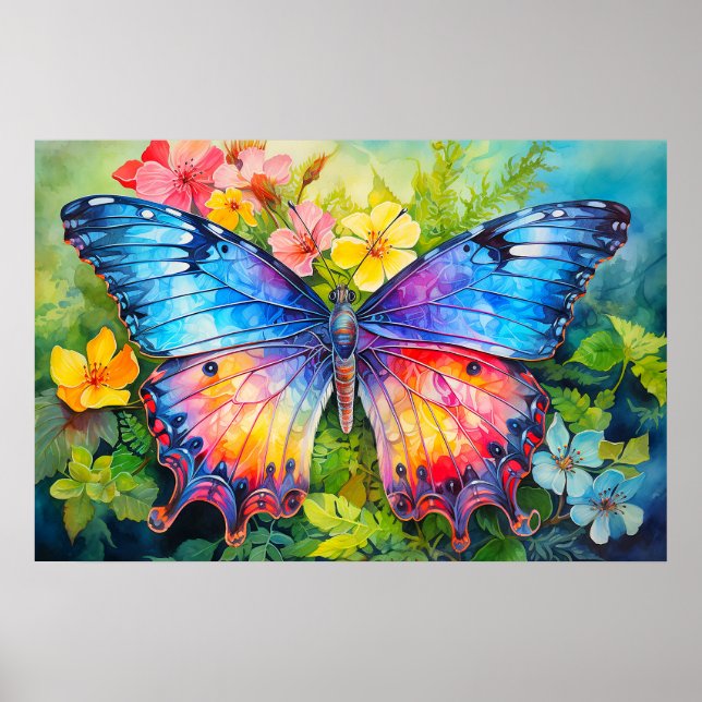 Pretty Creative Colorful Butterfly Collage Poster (Front)